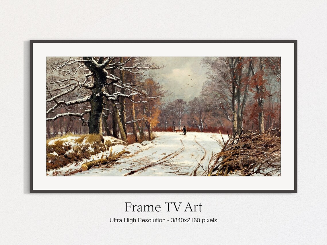 Vintage Winter Forest Landscape Art Print - Image 4