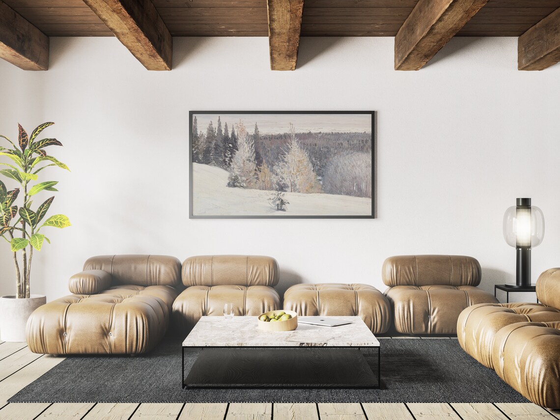 Christmas Winter Oil Landscape Vintage Art Print - Image 3