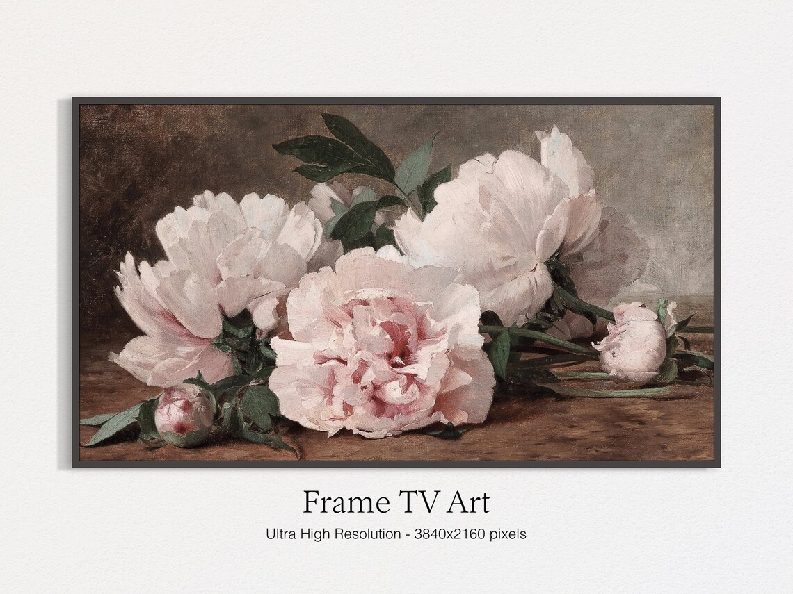 Vintage Peony Flowers Painting Floral Still Life Art Print