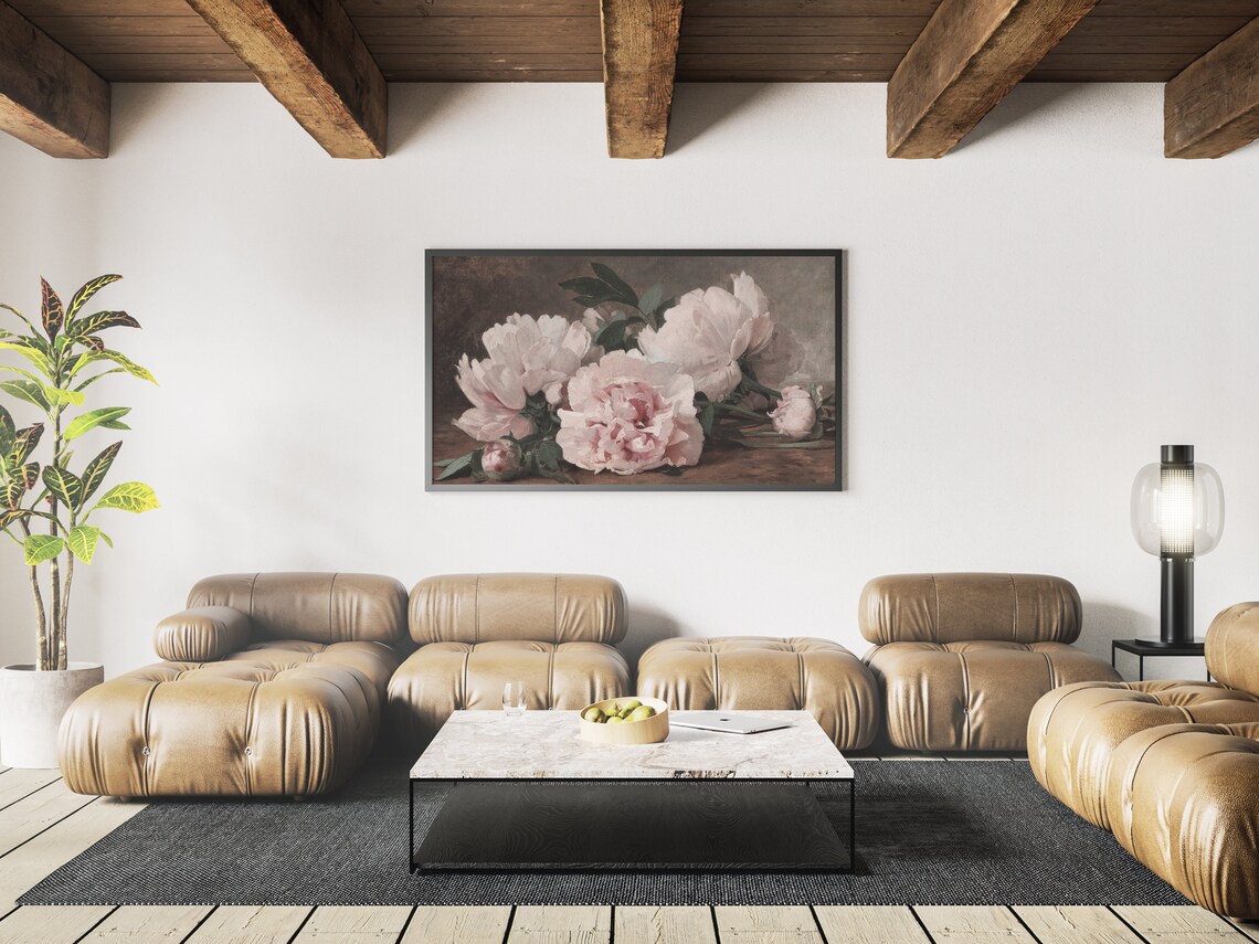 Vintage Peony Flowers Painting Floral Still Life Art Print - Image 4