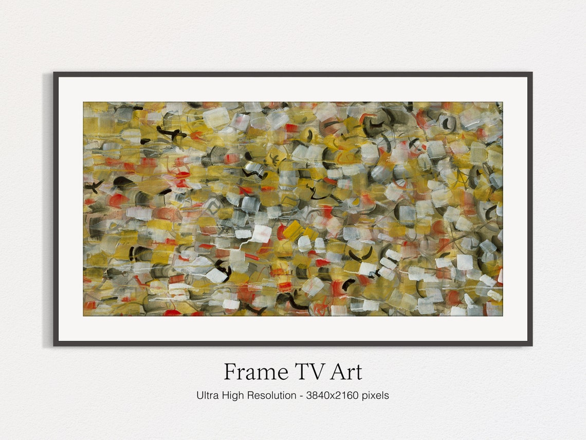 Abstract Yellow and Gray Texture Brushwork Modern Oil Painting Poster - Image 5