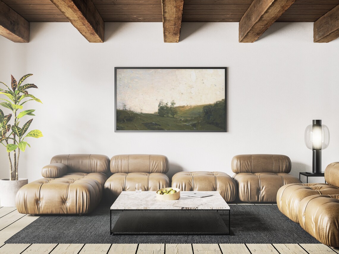 The Three Trees Painting, Vintage Landscape Art - Image 4