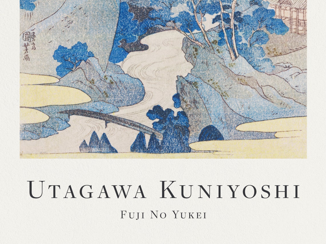 Classic Utagawa Kuniyoshi Fuji No Yukei Mount Fuji Woodblock Print - Image 3