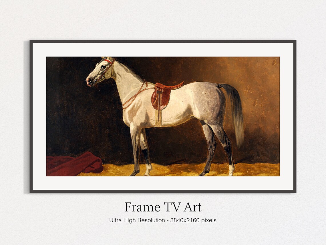 Vintage Horse Painting Art Print, Frame TV - Image 4