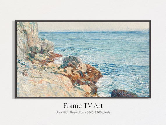 Classic Summer Seaside Scenery, Impressionist Art Print