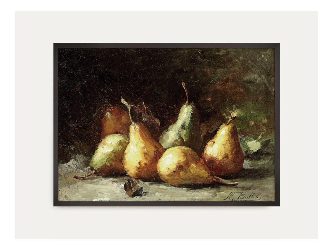 Classic Pears Painting, Moody Fall Still Life Art Print - Image 4