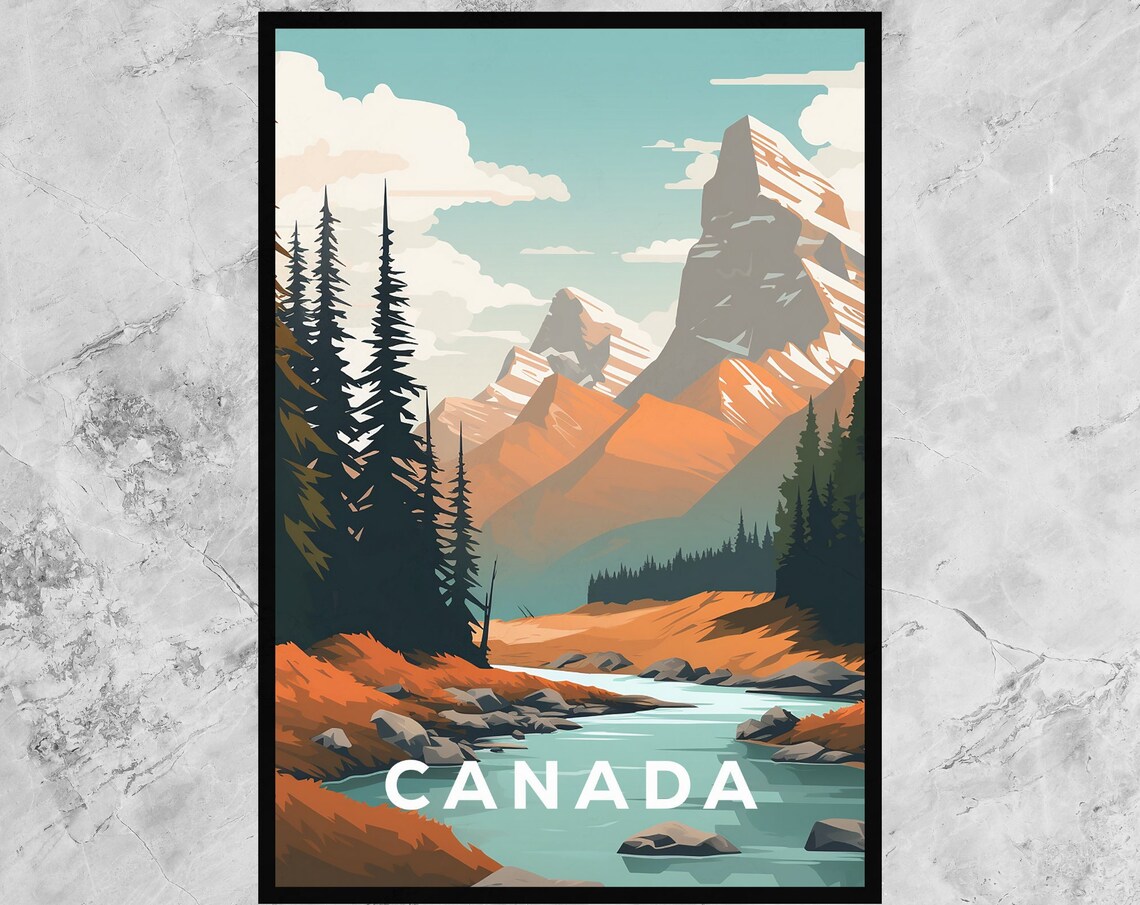 Canada Retro Travel Poster, Vintage Travel Print