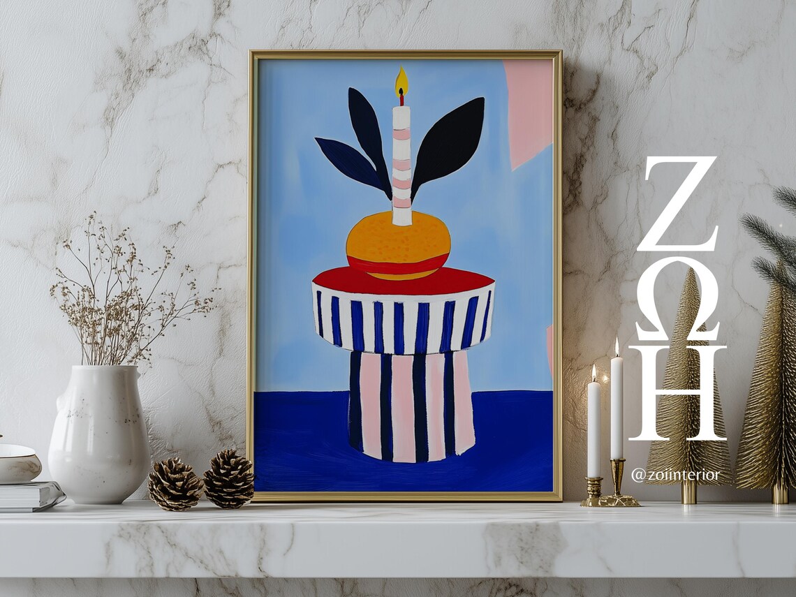 Christingle Orange Christmas Candle Abstract Holiday Art Poster - Image 2