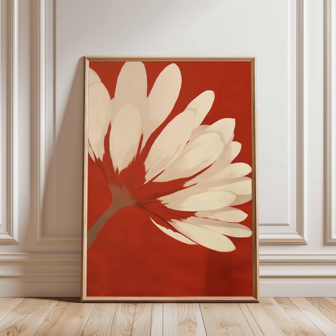 White Flower Botanical Art Print, Modern Minimalist