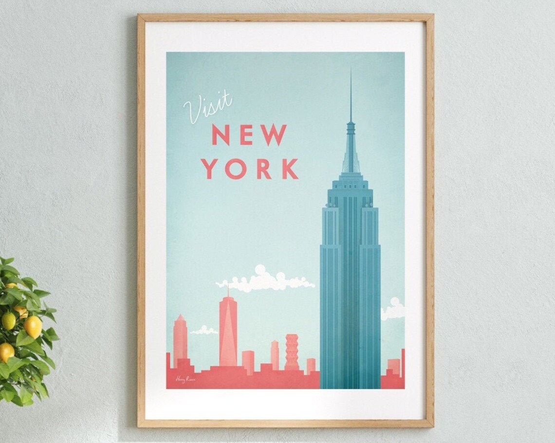 New York Travel Poster, Art Deco Vintage Style
