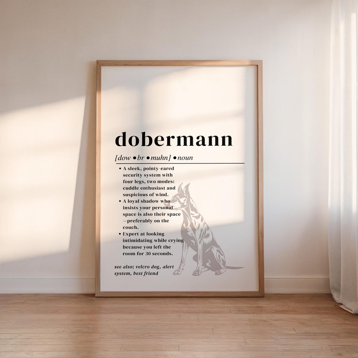 Dobermann Funny Dictionary Definition Art Doberman Dog Lover Poster