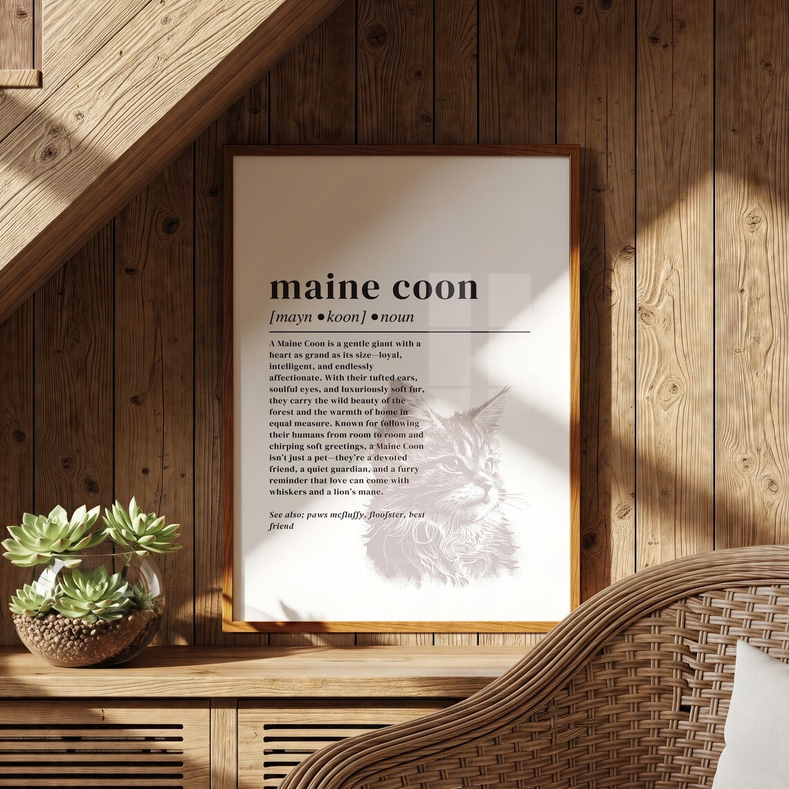 Maine Coon Cat Definition Print, Gentle Giant Art Print