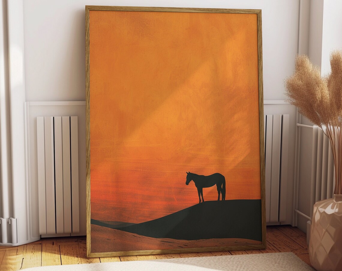 Lone Wild Horse Minimalist Western Art Print