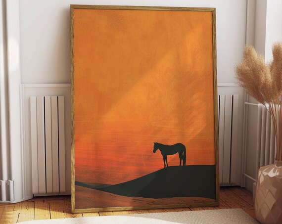 Lone Wild Horse Minimalist Western Art Print