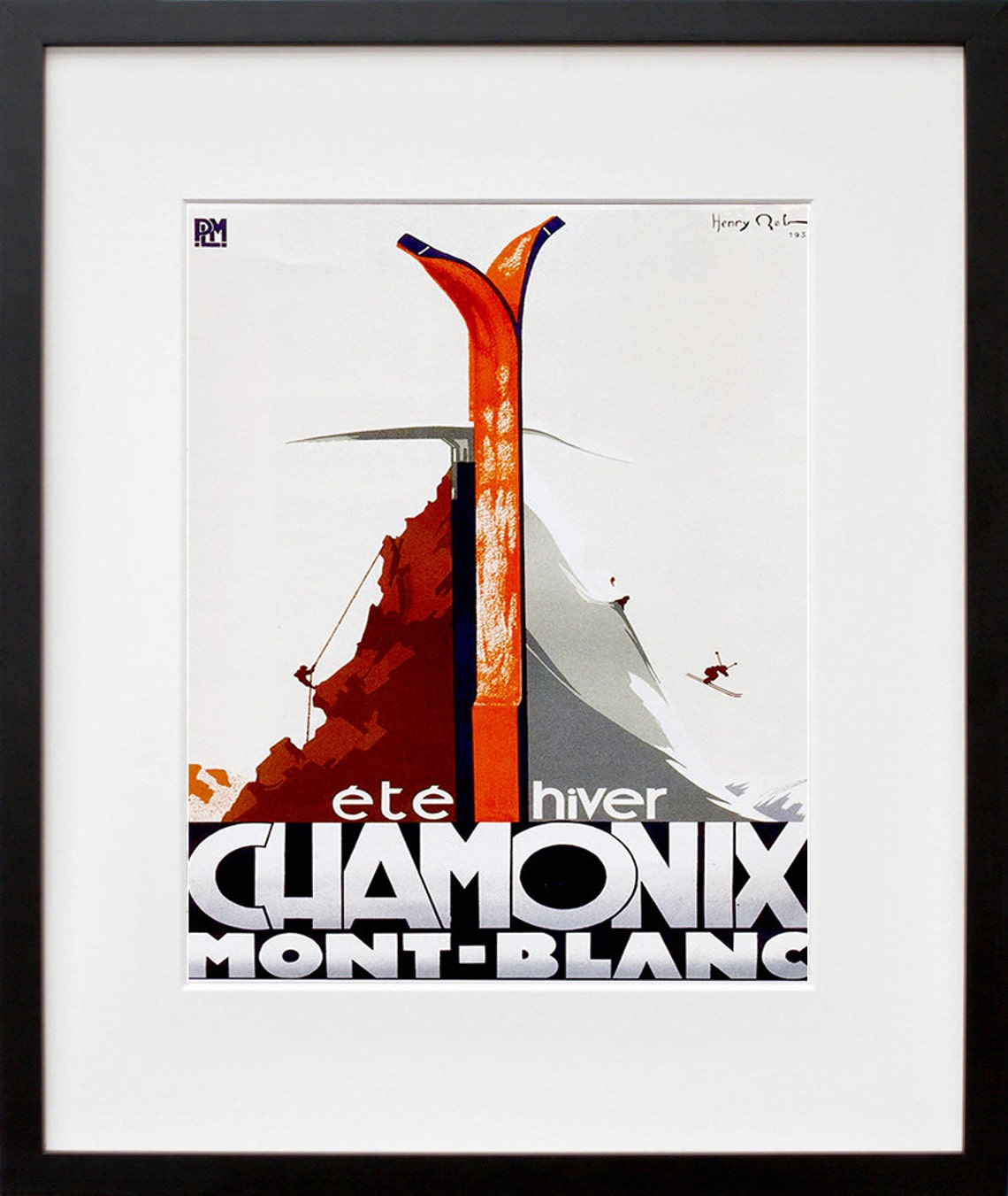 Chamonix Mont Blanc Vintage Alpine Ski Poster Ete Hiver 1955 - Image 2