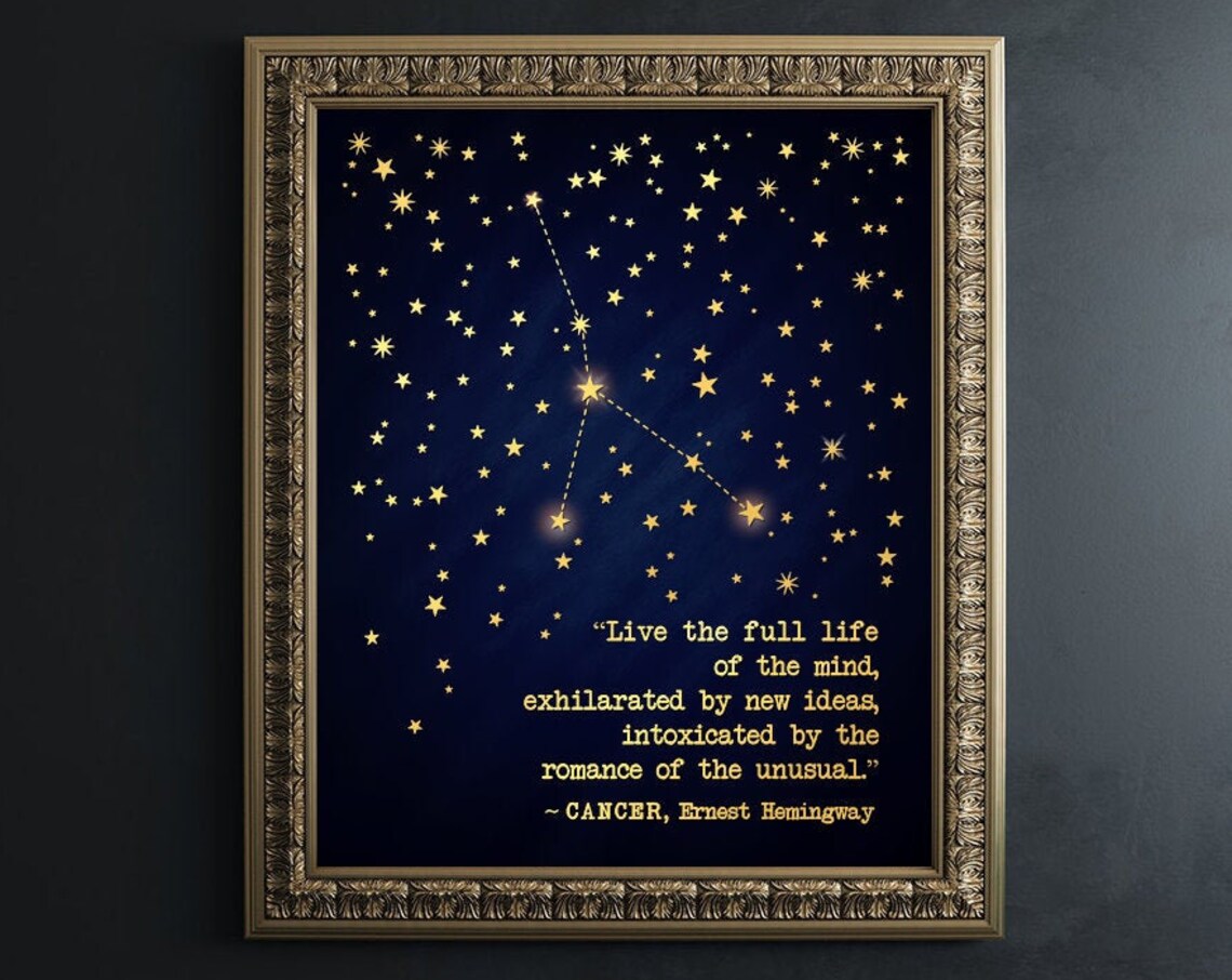 Cancer Zodiac Poster, Astrology and Horoscope Art
