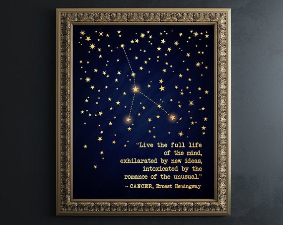 Cancer Zodiac Poster, Astrology and Horoscope Art