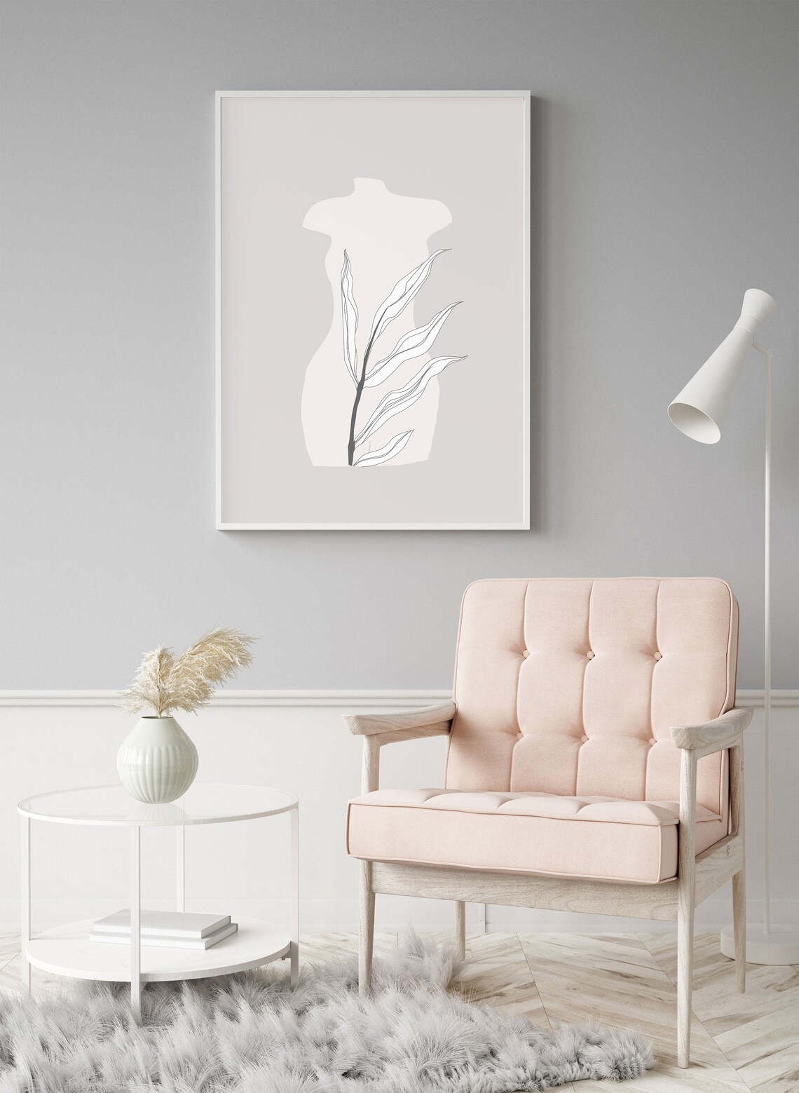 Female Torso Line Art Grey Minimalist Scandinavian Figure Poster - Image 4
