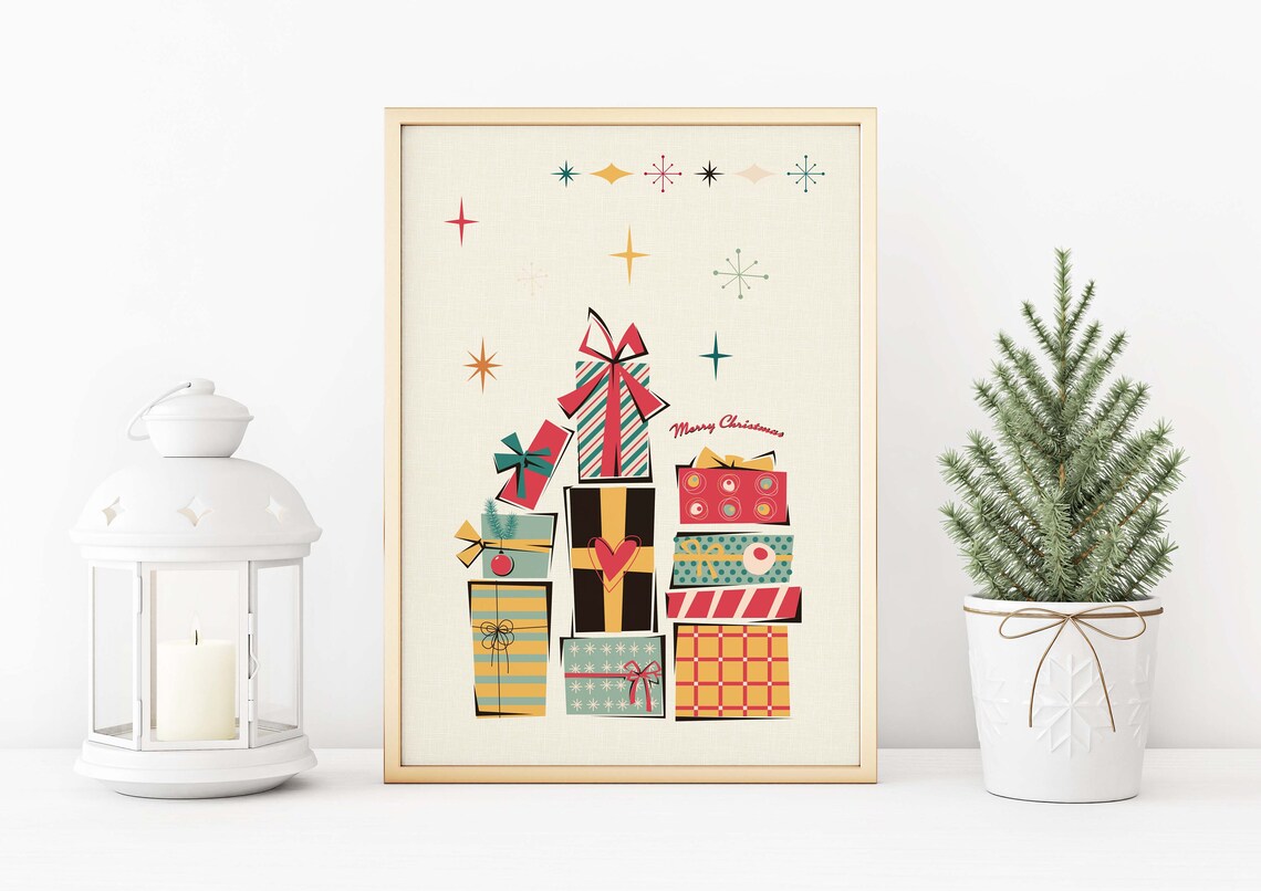 Christmas Presents, Mid-Century Modern Art Print - Image 3