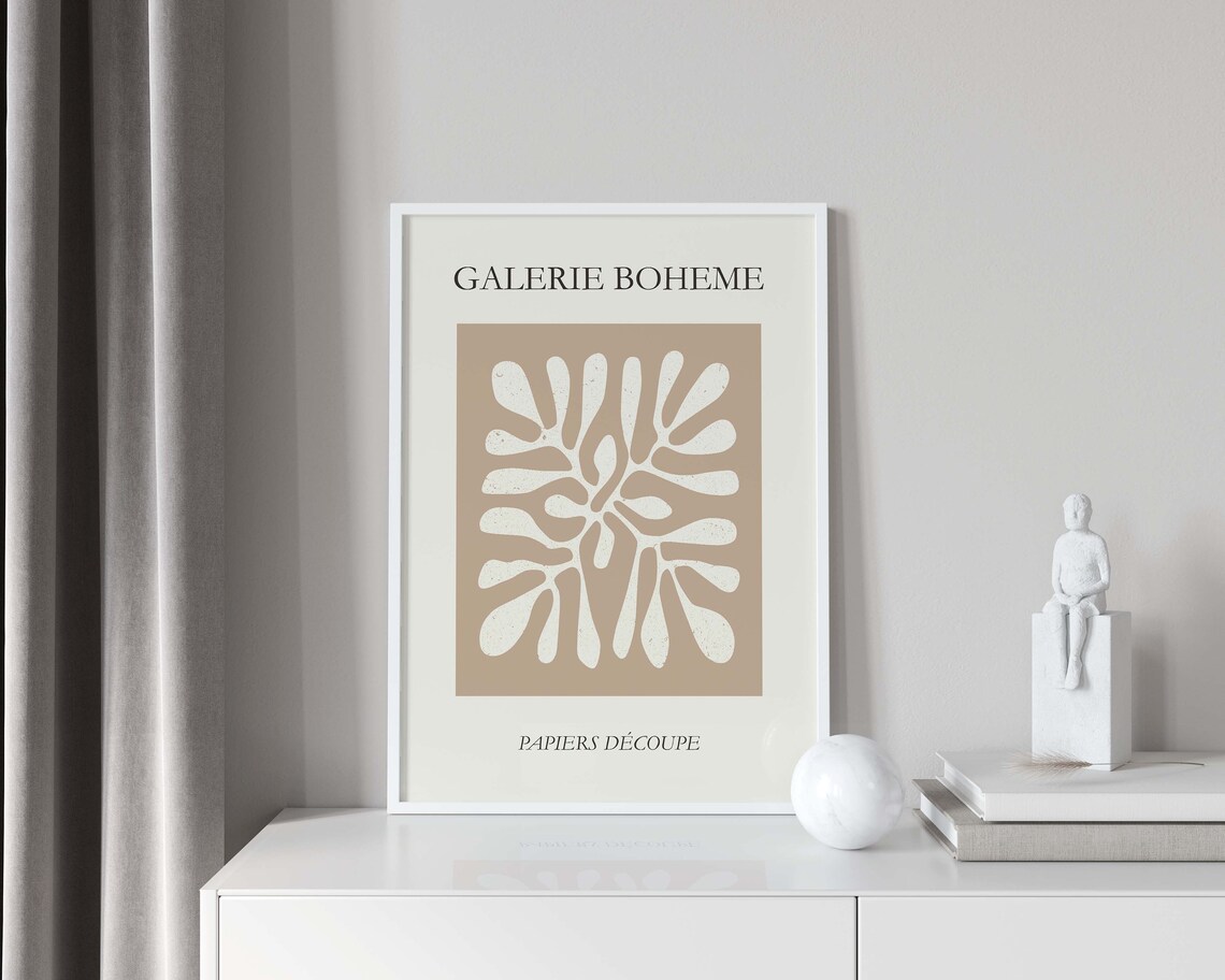 Henri Matisse Style Galerie Boheme Coral Cutout Beige Poster - Image 4