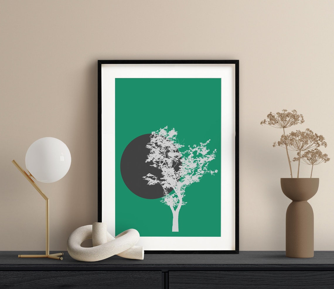 Wall Art Print Green Prints Green Wall Art Tree Print Wall Art Wall Art Minimalist Print Scandinavian Print - Image 2