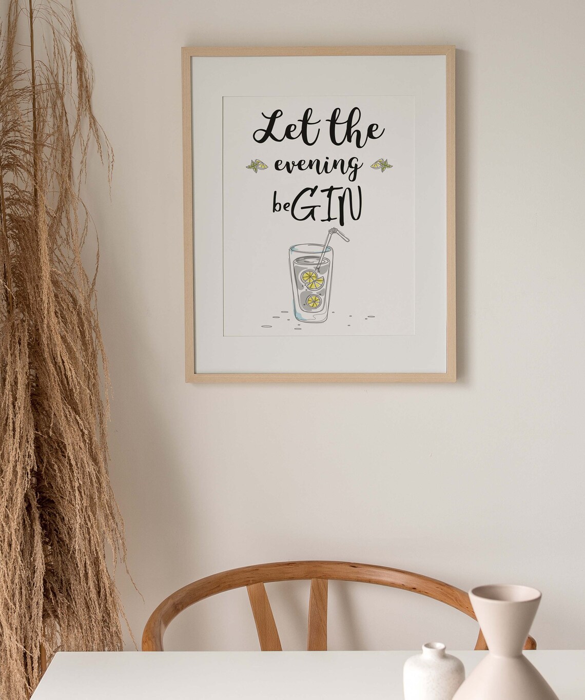 Let the Evening Be Gin Funny Cocktail Bar Happy Hour Wall Art - Image 3