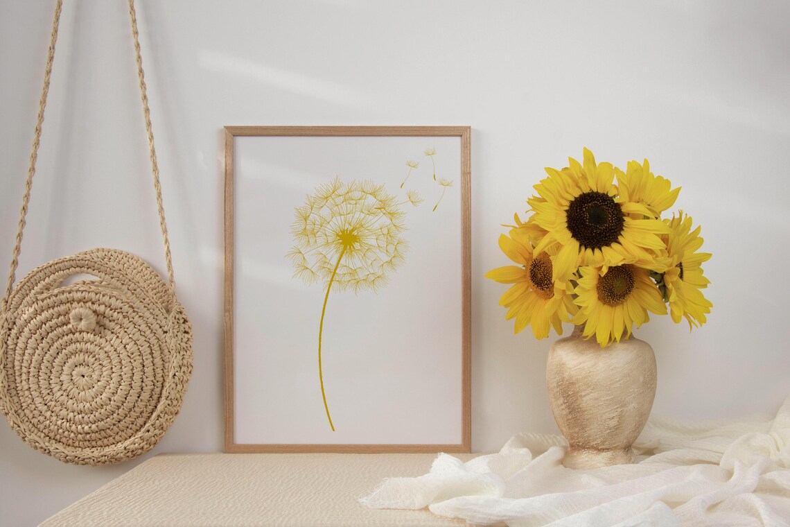 Minimalist Dandelion Wall Art Print, Modern Poster - Image 3