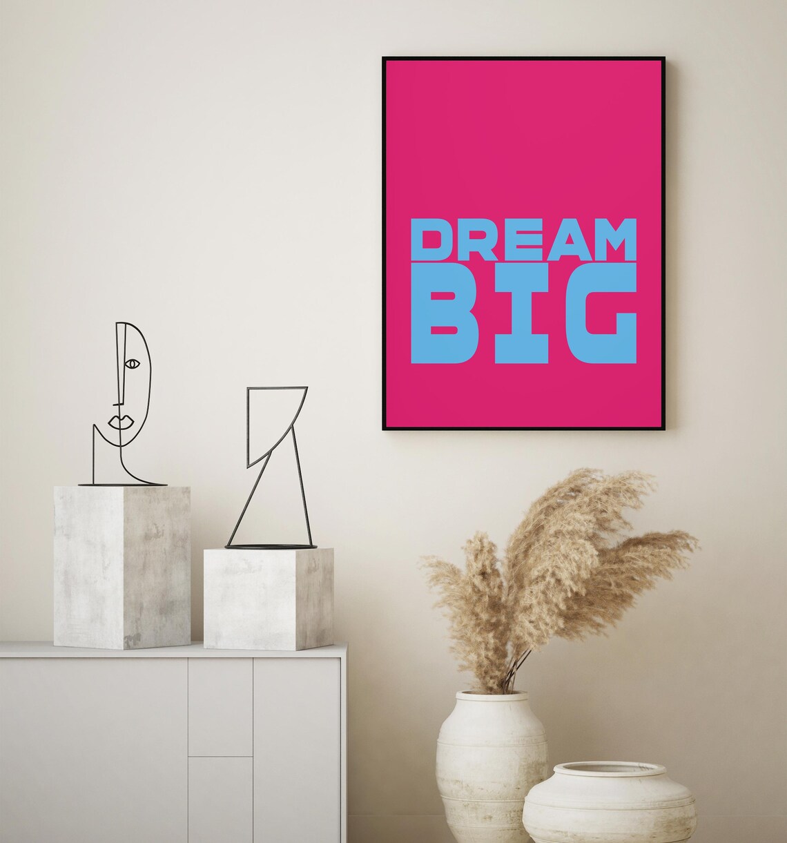 Dream Big Bold Blue Statement Typography Hot Pink Quote Poster - Image 4