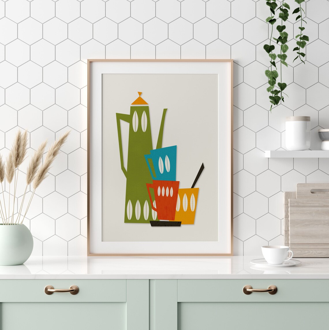 Mid Century Modern Teapot Kitchen Wall Art Print - Image 4