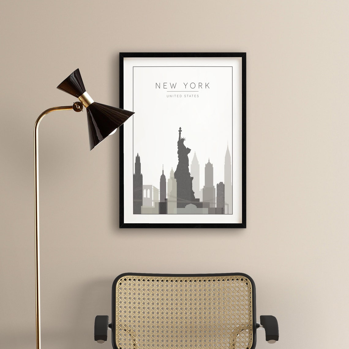 New York Print New York Wall Art Grey Art Print New York Travel Poster Grey Art Print New York Poster Travel Print Art - Image 2