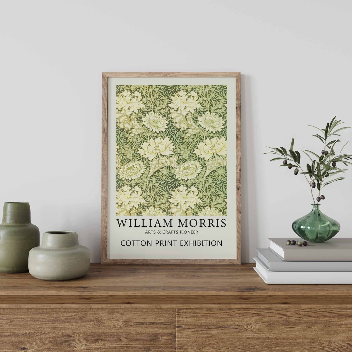 William Morris Green Flower Art Print - Image 2