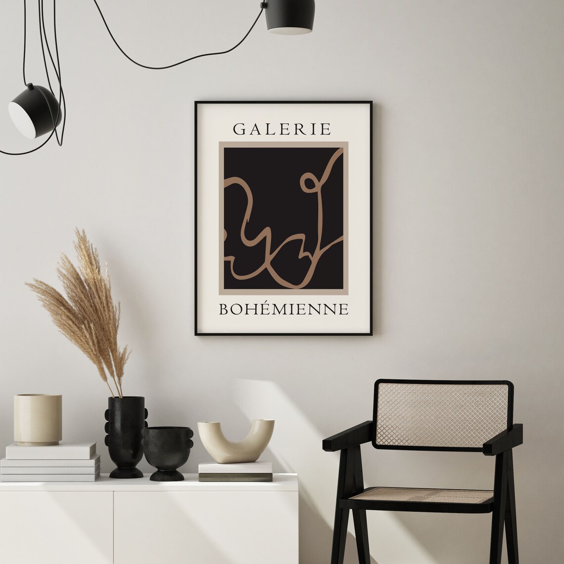 Galerie Bohemienne Abstract Squiggle Line on Black Art Poster - Image 3