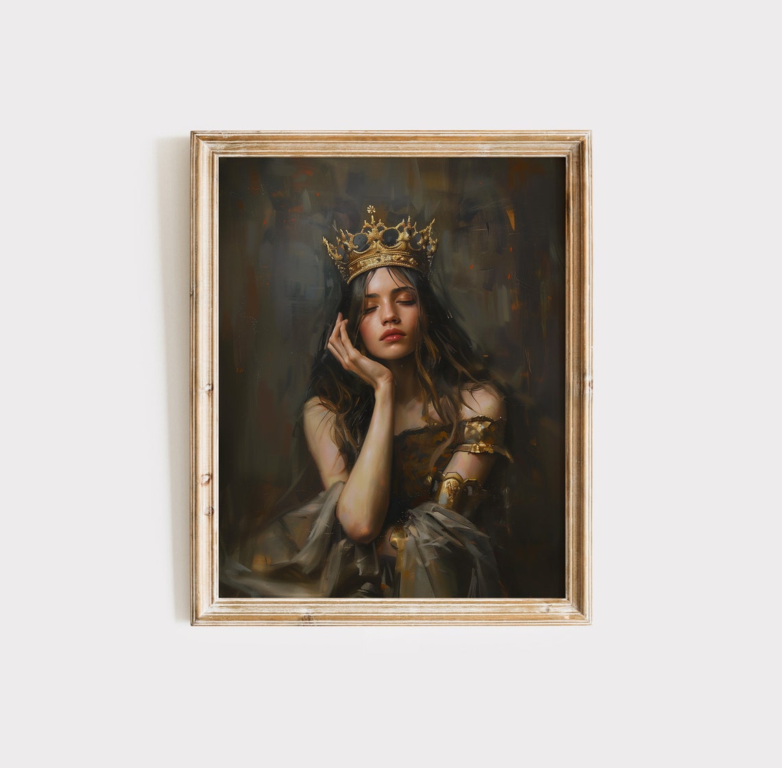 Melancholy Crowned Queen with Gold Crown Dark Feminine Power Poster