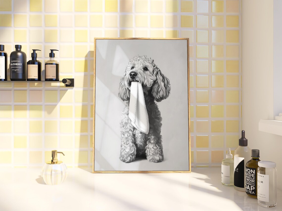 Goldendoodle Bathroom Dog Wall Art Print - Image 3