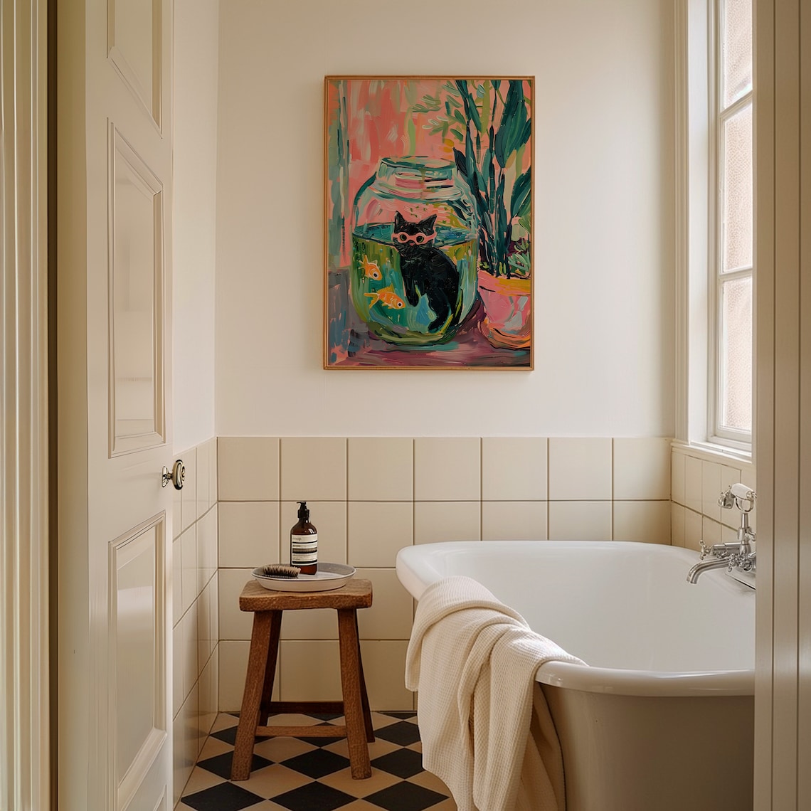 Matisse Goldfish With Cat, Black Cat Art Print - Image 2