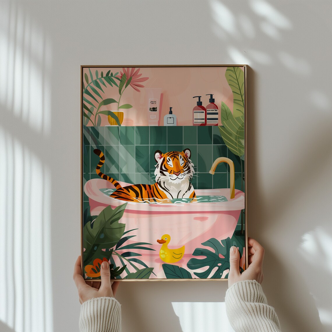 Tiger Painting Animal Fun Bathroom Decor Art Print