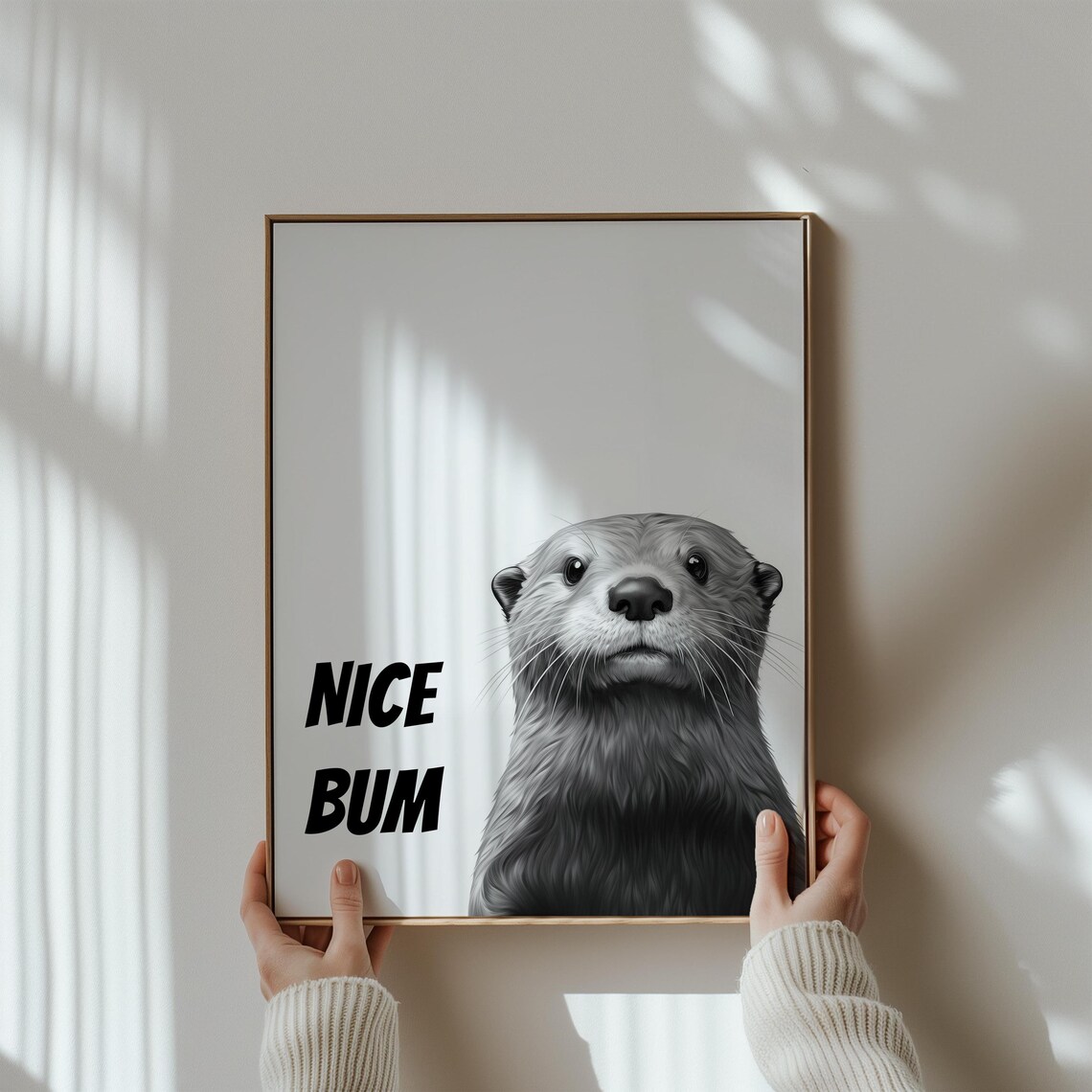 Funny Black and White Otter with Nice Bum Bathroom Humor Poster - Image 3