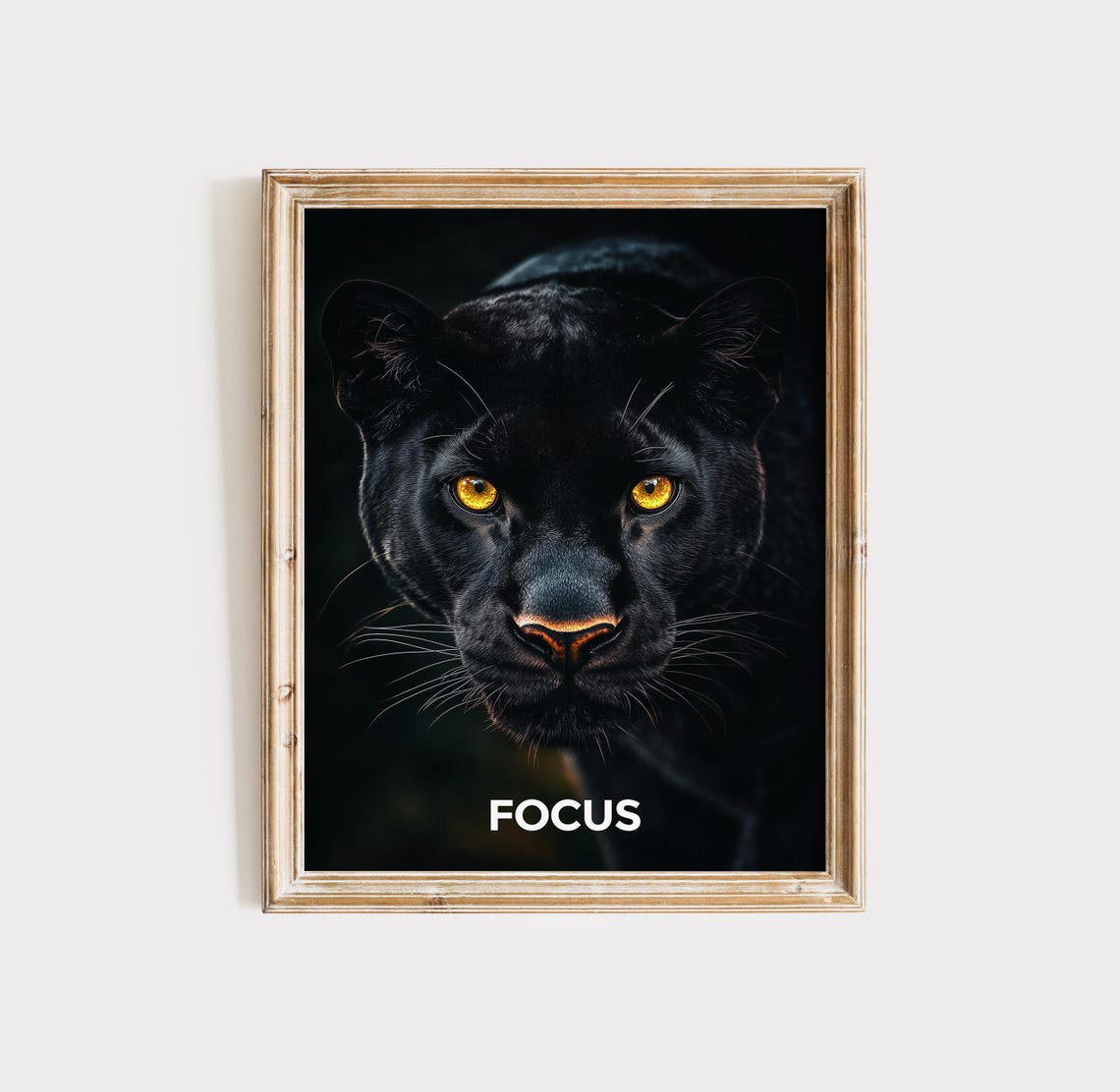 Intense Black Panther Close-Up with FOCUS Motivational Poster - Image 3