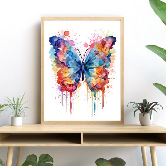 Butterfly Watercolor Art Print, Modern Nature Design