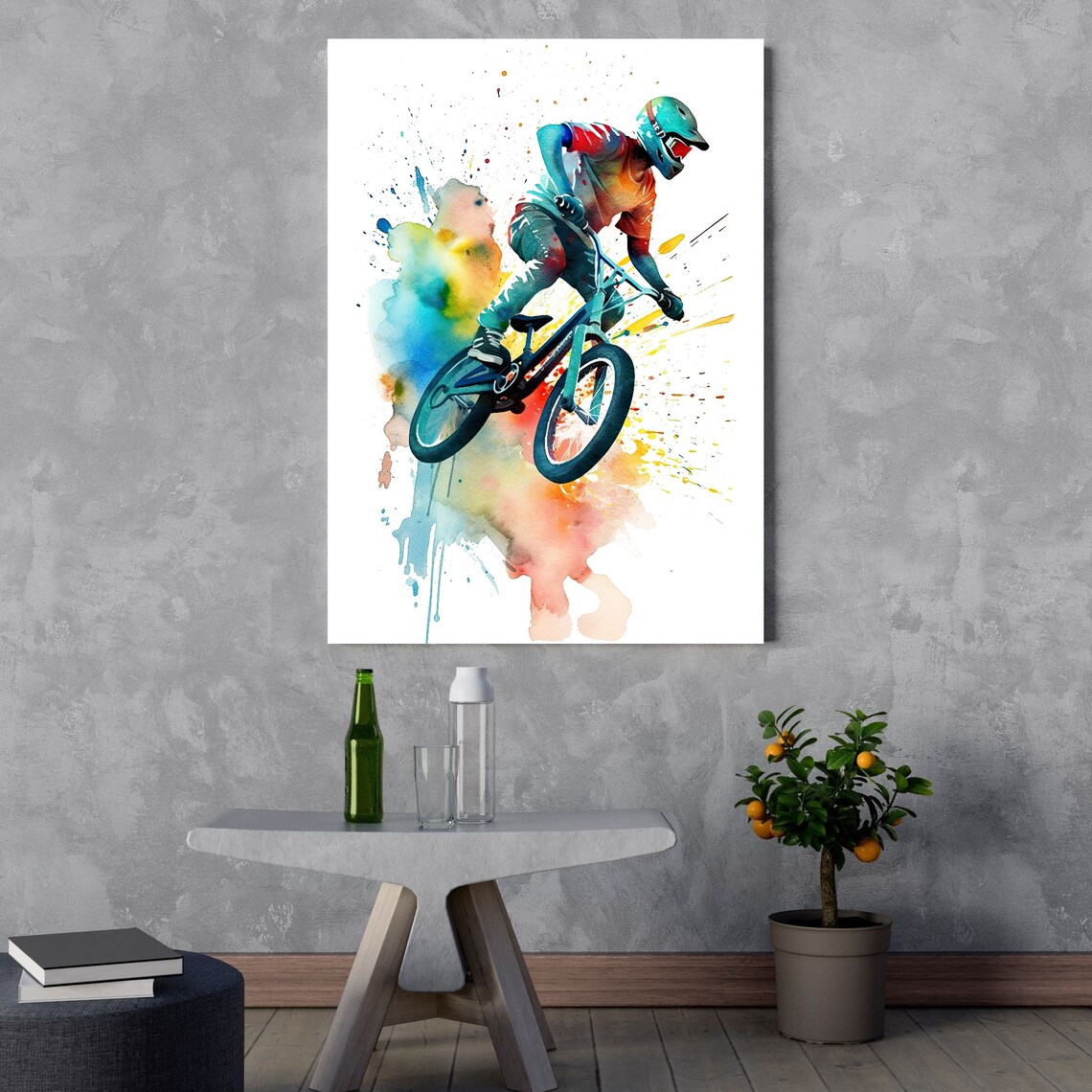 Bmx Rider Watercolor Art Print, Sports Decor - Image 3