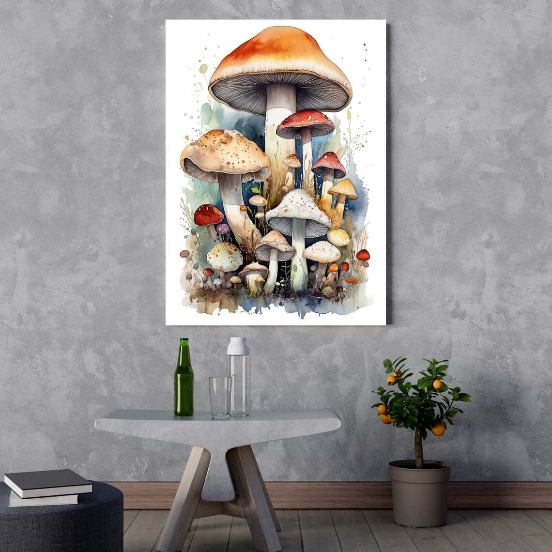 Mushrooms Watercolor Art Print, Modern Forest Decor - Image 3