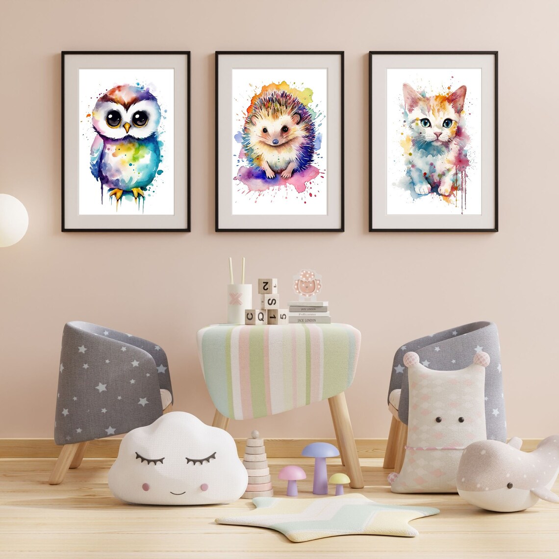 Nursery Animal Art Bundle, Watercolor Wildlife Illustrations - Image 3