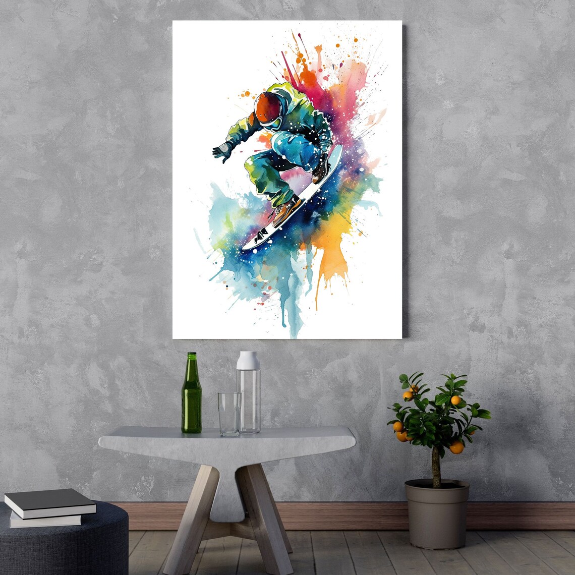 Snowboarder Watercolor Art Print, Winter Decor - Image 3