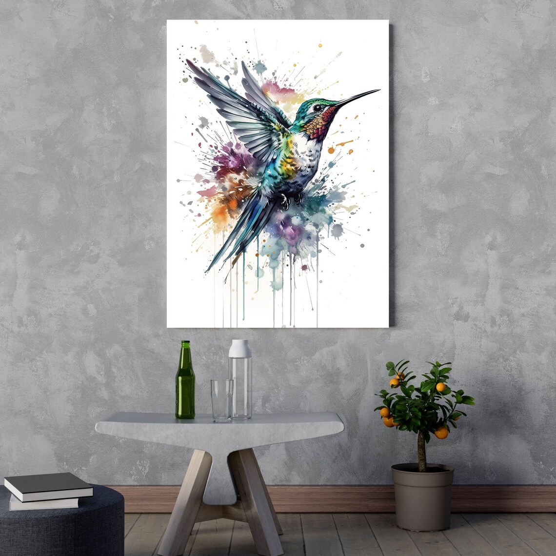 Hummingbird Watercolor - Modern Travel Poster - Image 3