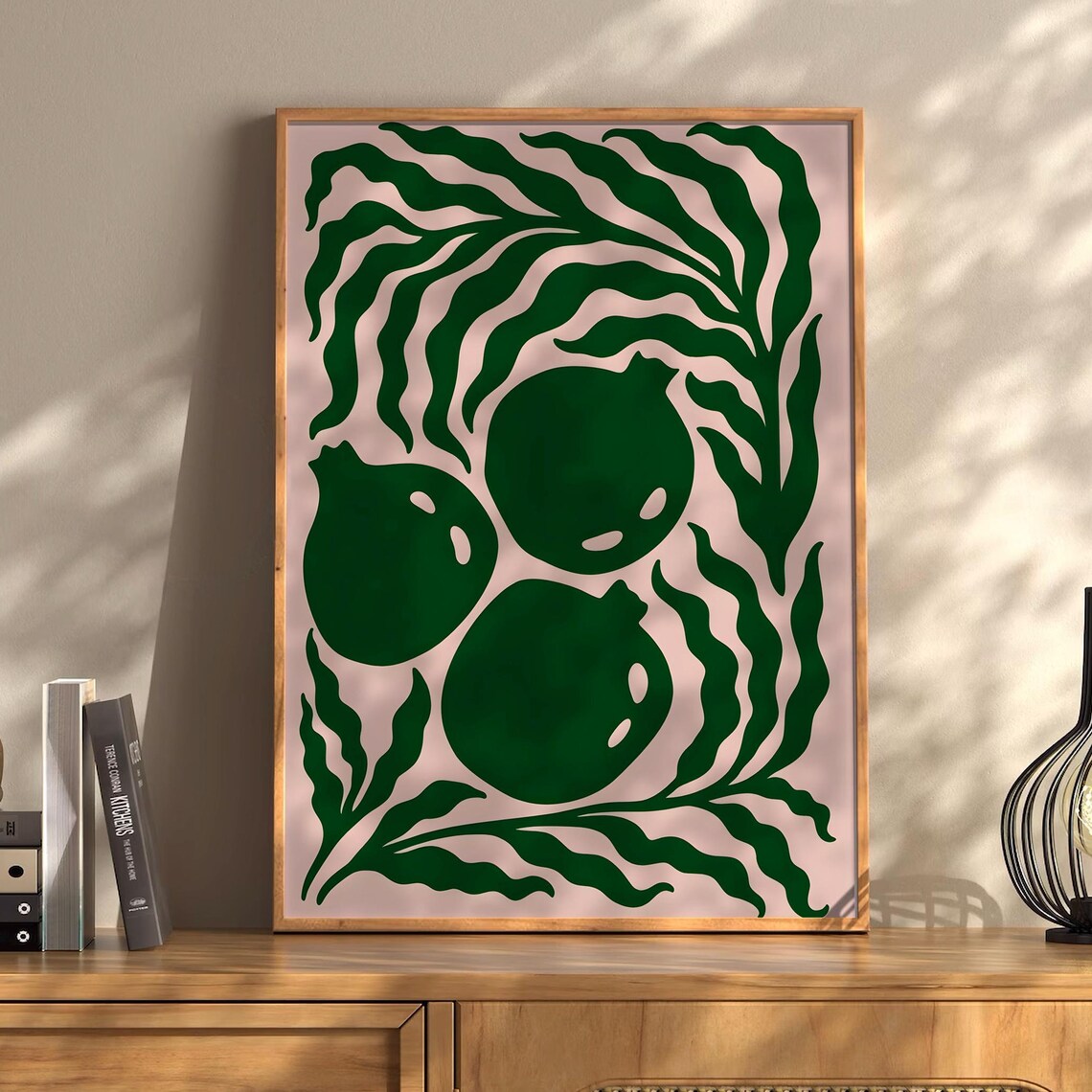 Dark Green Fig Leaves Botanical Abstract Modern Chic Wall Art