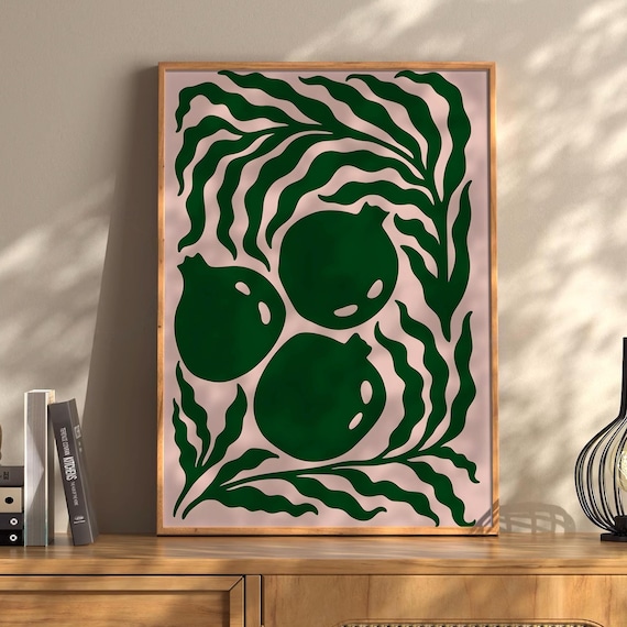 Dark Green Fig Leaves Botanical Abstract Modern Chic Wall Art
