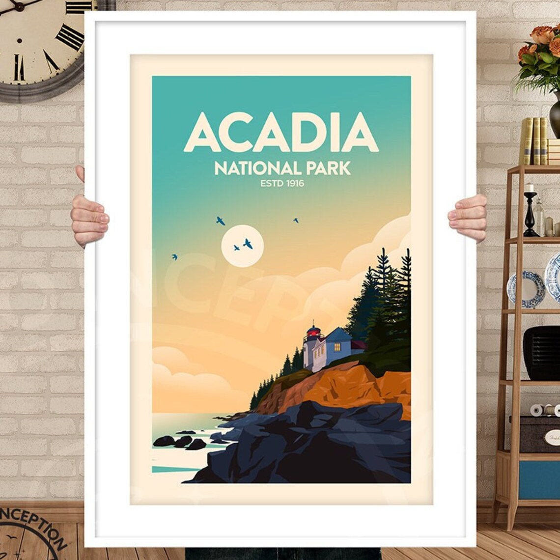 Acadia National Park Travel Poster, National Park Print
