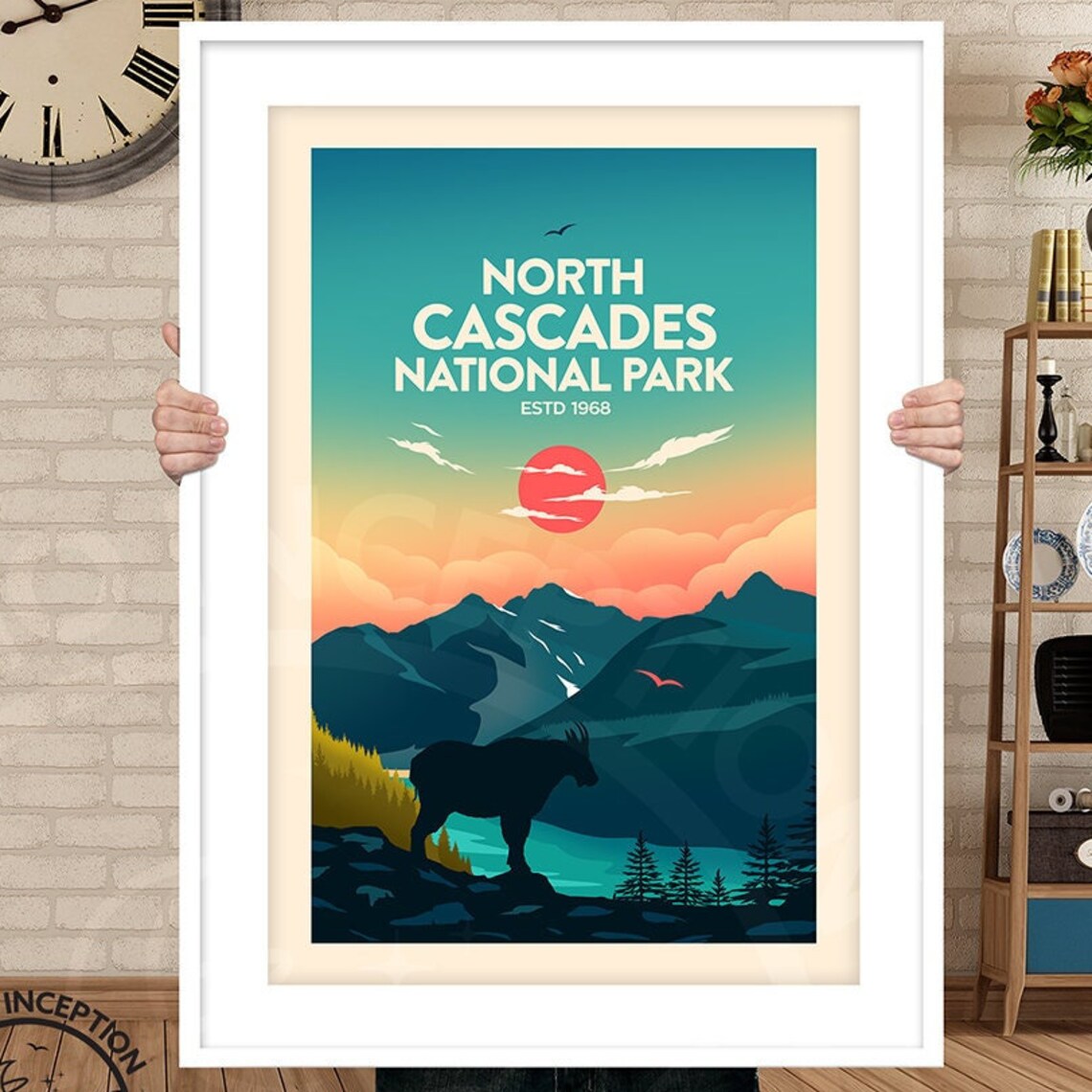North Cascades Traditional Style National Park Art Print