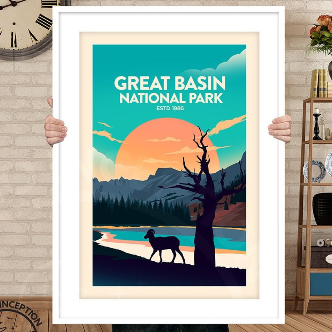 Great Basin National Park Nevada Sheep Lake Sunset Travel Poster