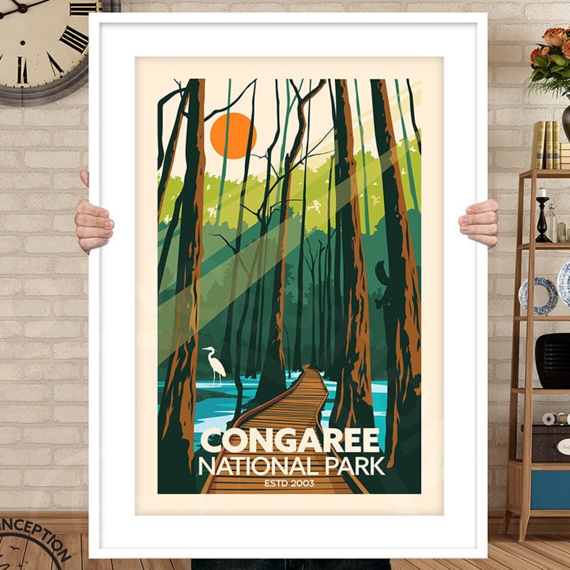 Congaree National Park Vintage Travel Poster, Travel Poster